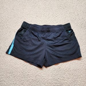 Nike Classic 3 Stripe Running Shorts Black Women's Sz Lg Drawstring Waist